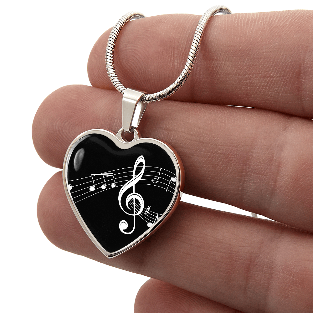 The Music Notes Pendant - Personalizable With Engraving Option - Black