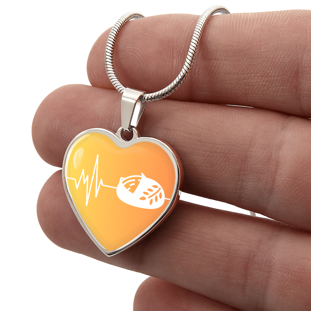 The Sourdough Heartbeat Pendant - Personalizable With Engraving Option - Yellow Orange Fade