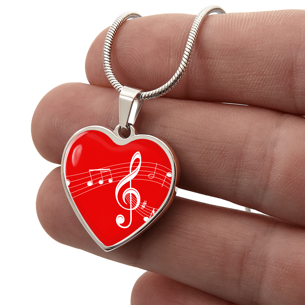 The Music Notes Pendant - Personalizable With Engraving Option - Red