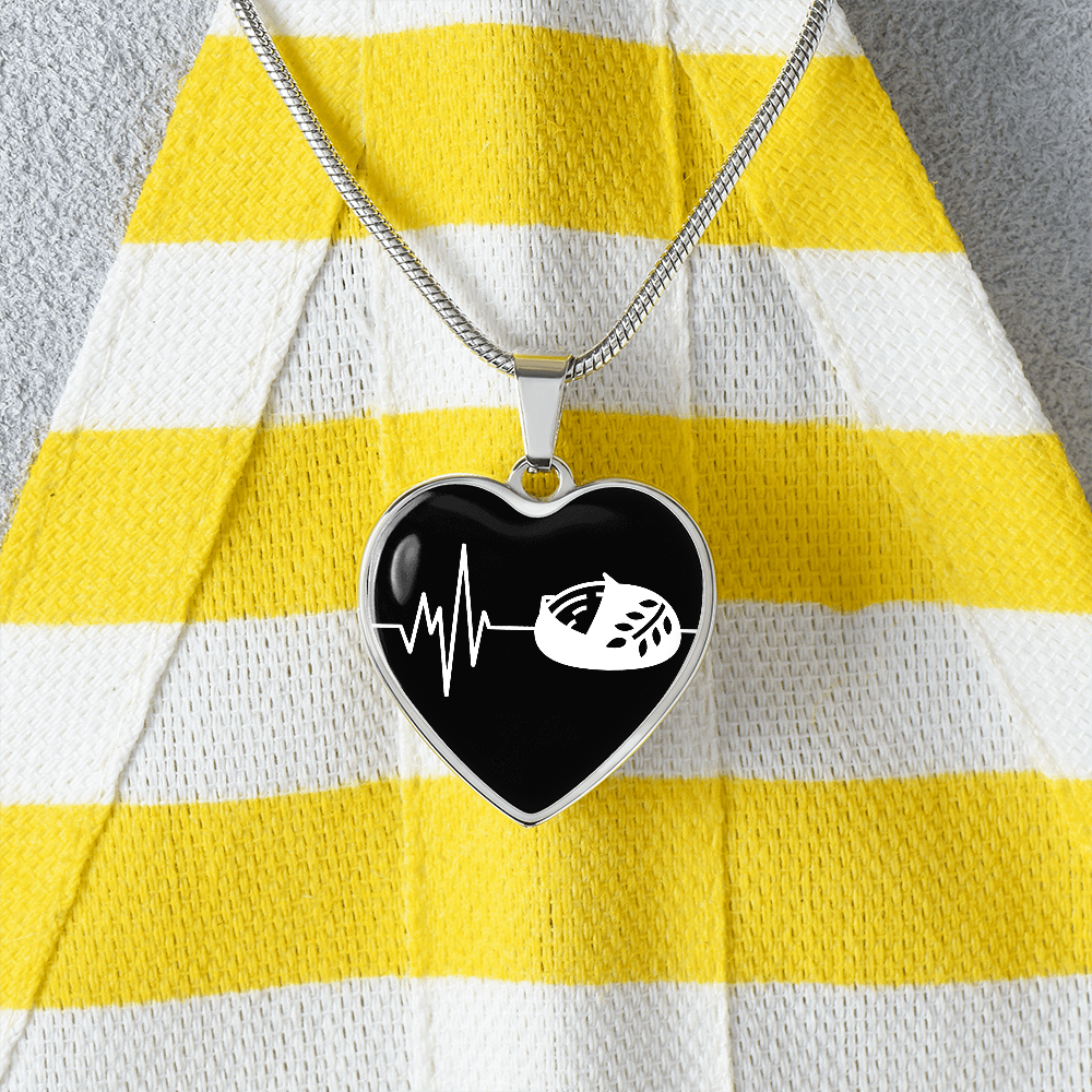 The Sourdough Heartbeat Pendant - Personalizable With Engraving Option - Black