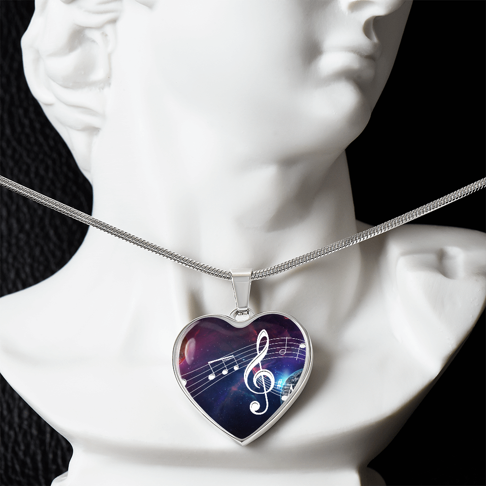 The Music Notes Pendant - Personalizable With Engraving Option - Celestial Night Sky