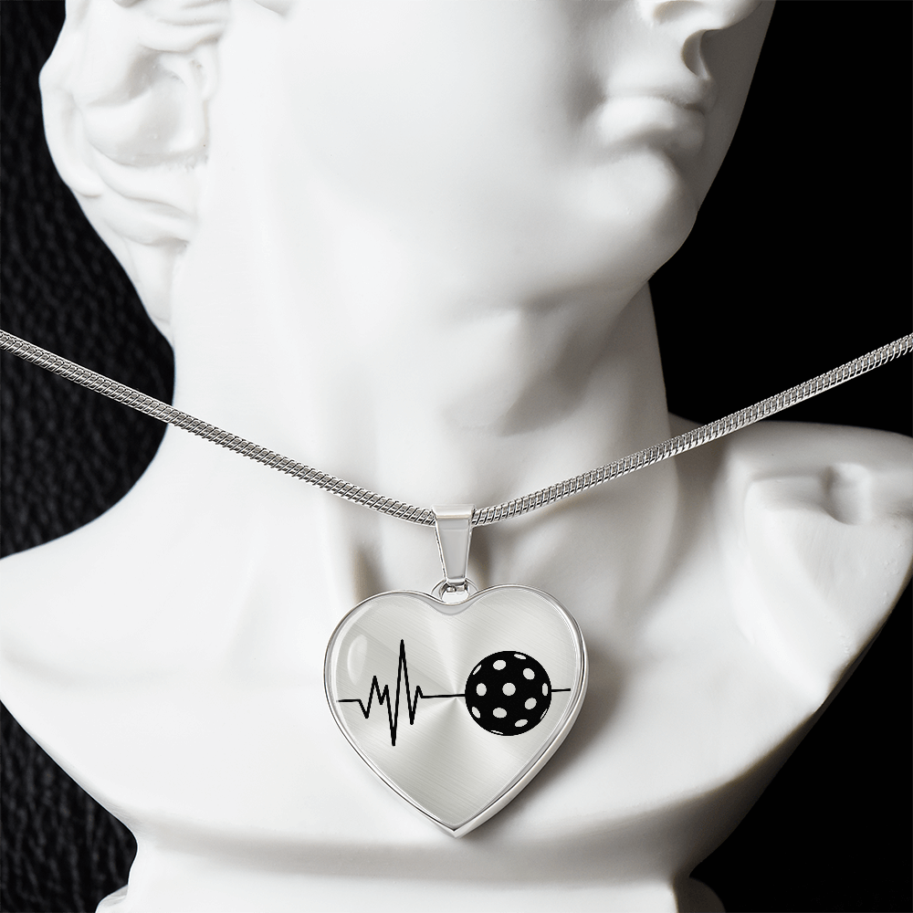 The Pickleball Heartbeat Pendant - Personalizable With Engraving Option - Silver or Gold