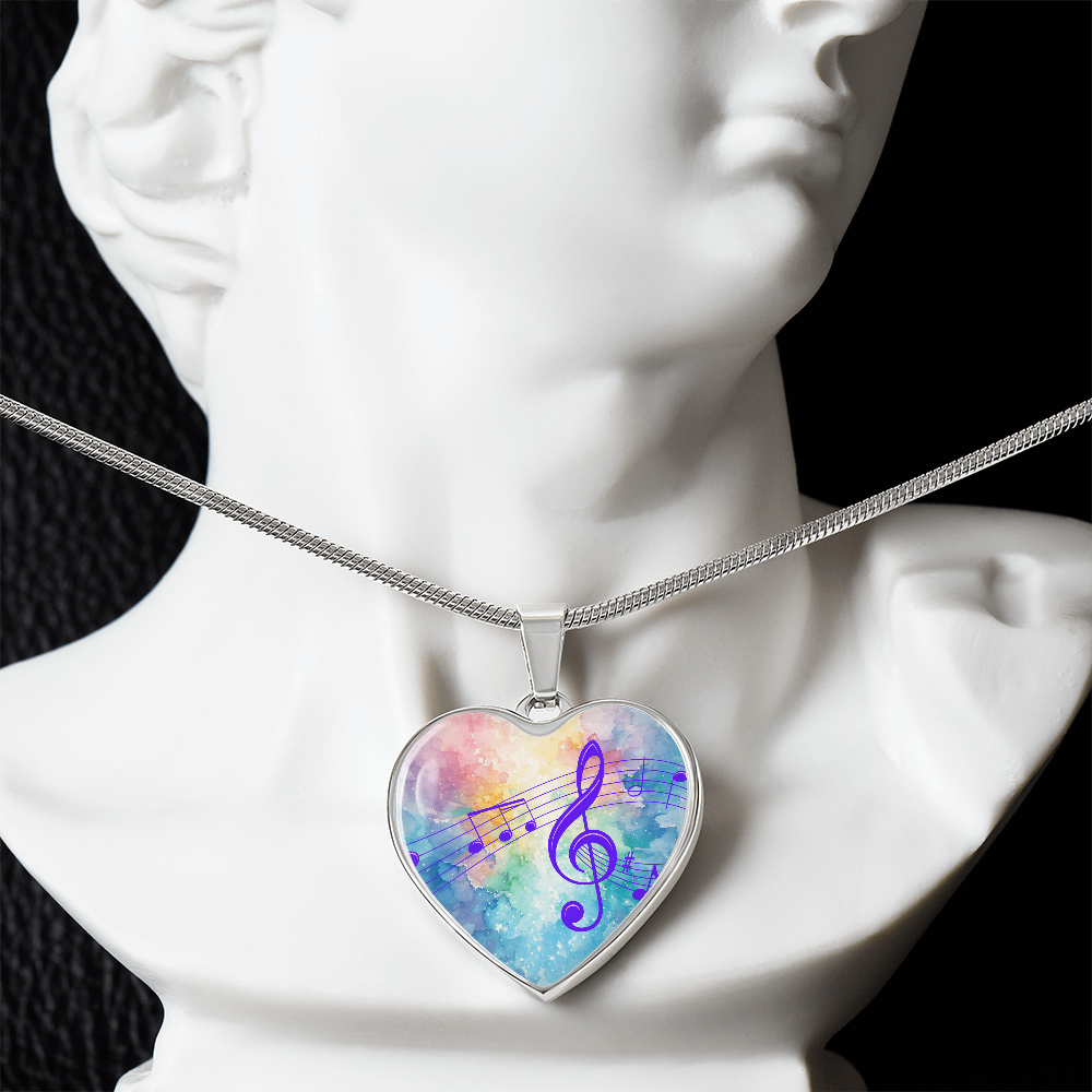The Music Notes Pendant - Personalizable With Engraving Option - Rainbow Pastel