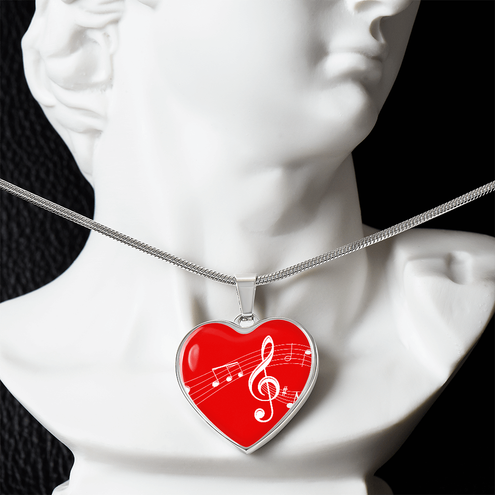 The Music Notes Pendant - Personalizable With Engraving Option - Red