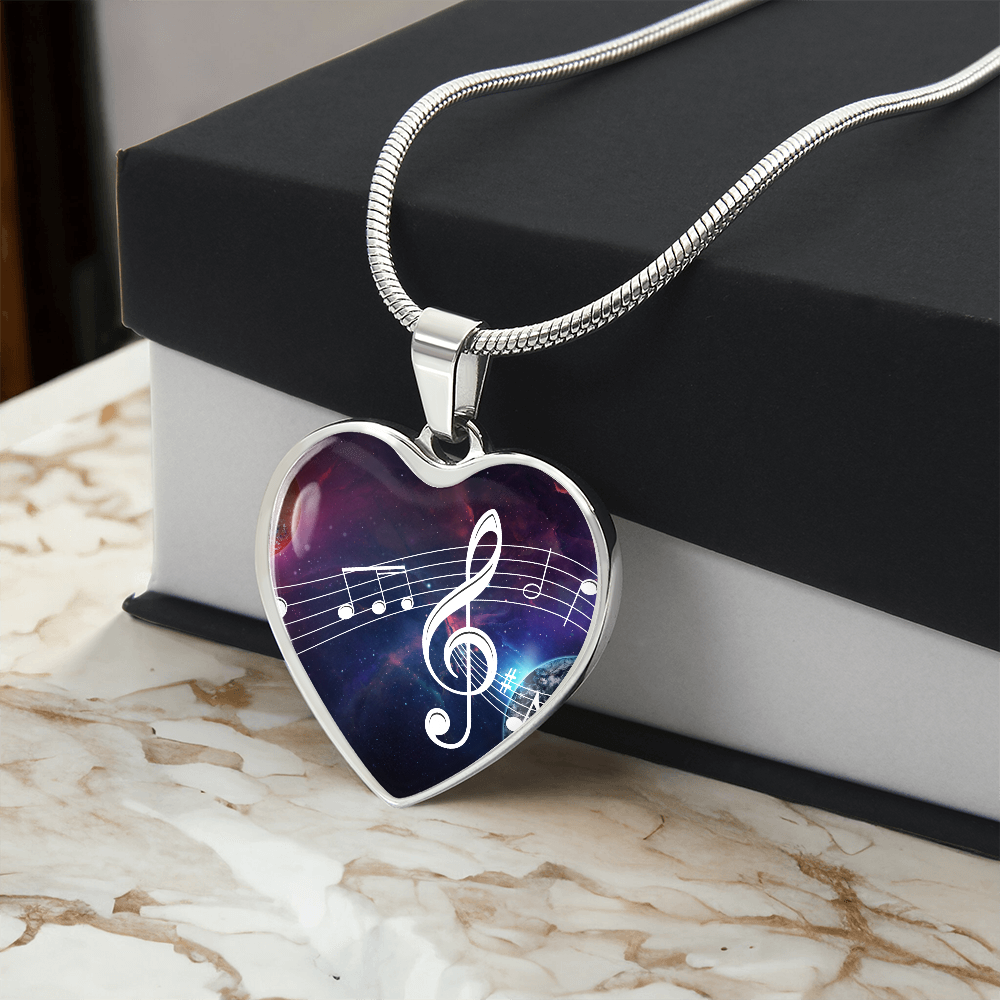 The Music Notes Pendant - Personalizable With Engraving Option - Celestial Night Sky
