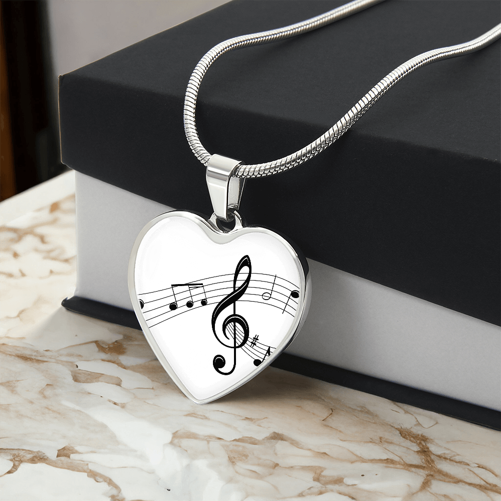 The Music Notes Pendant - Personalizable With Engraving Option - White