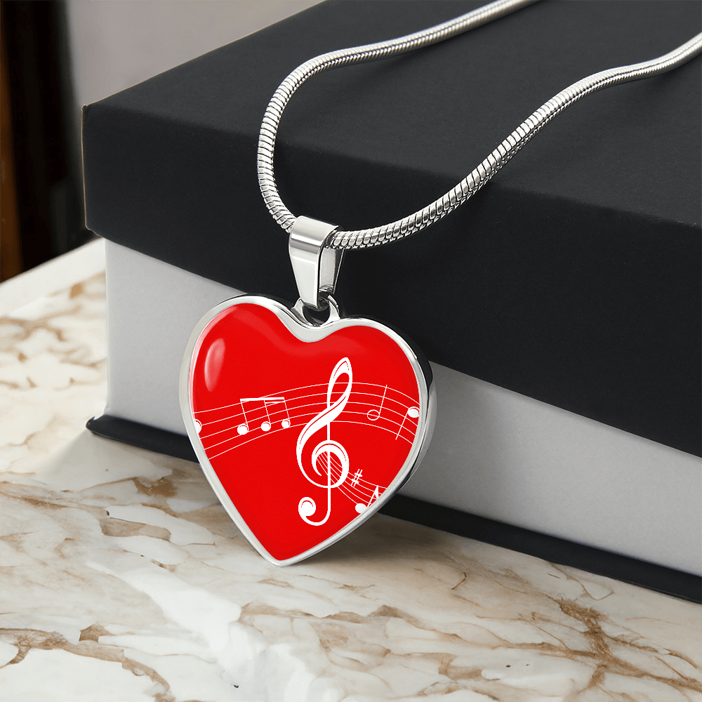 The Music Notes Pendant - Personalizable With Engraving Option - Red