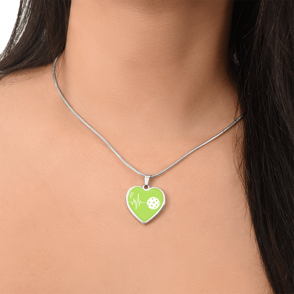 The Pickleball Heartbeat Pendant - Personalizable With Engraving Option - Green