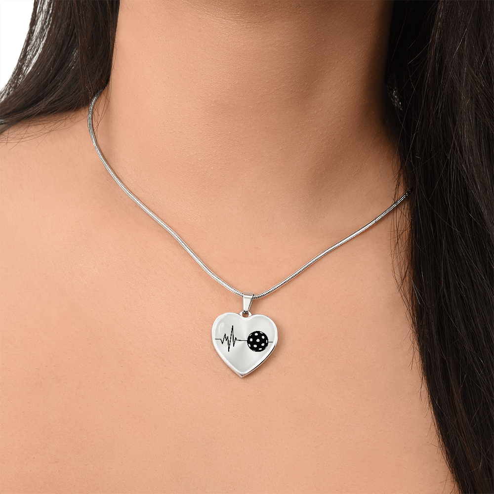 The Pickleball Heartbeat Pendant - Personalizable With Engraving Option - Silver or Gold