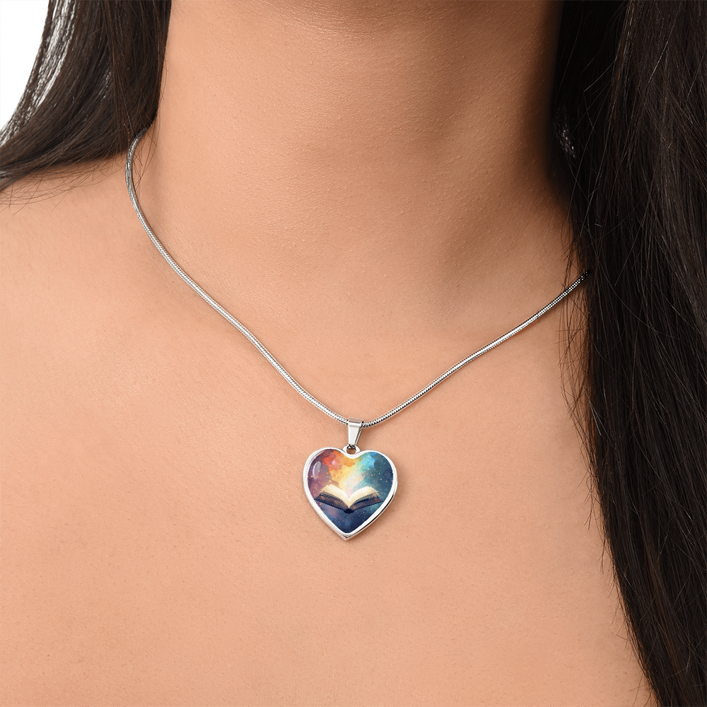 The Open Book Pendant - Personalizable With Engraving Option - Watercolor Rainbow Light
