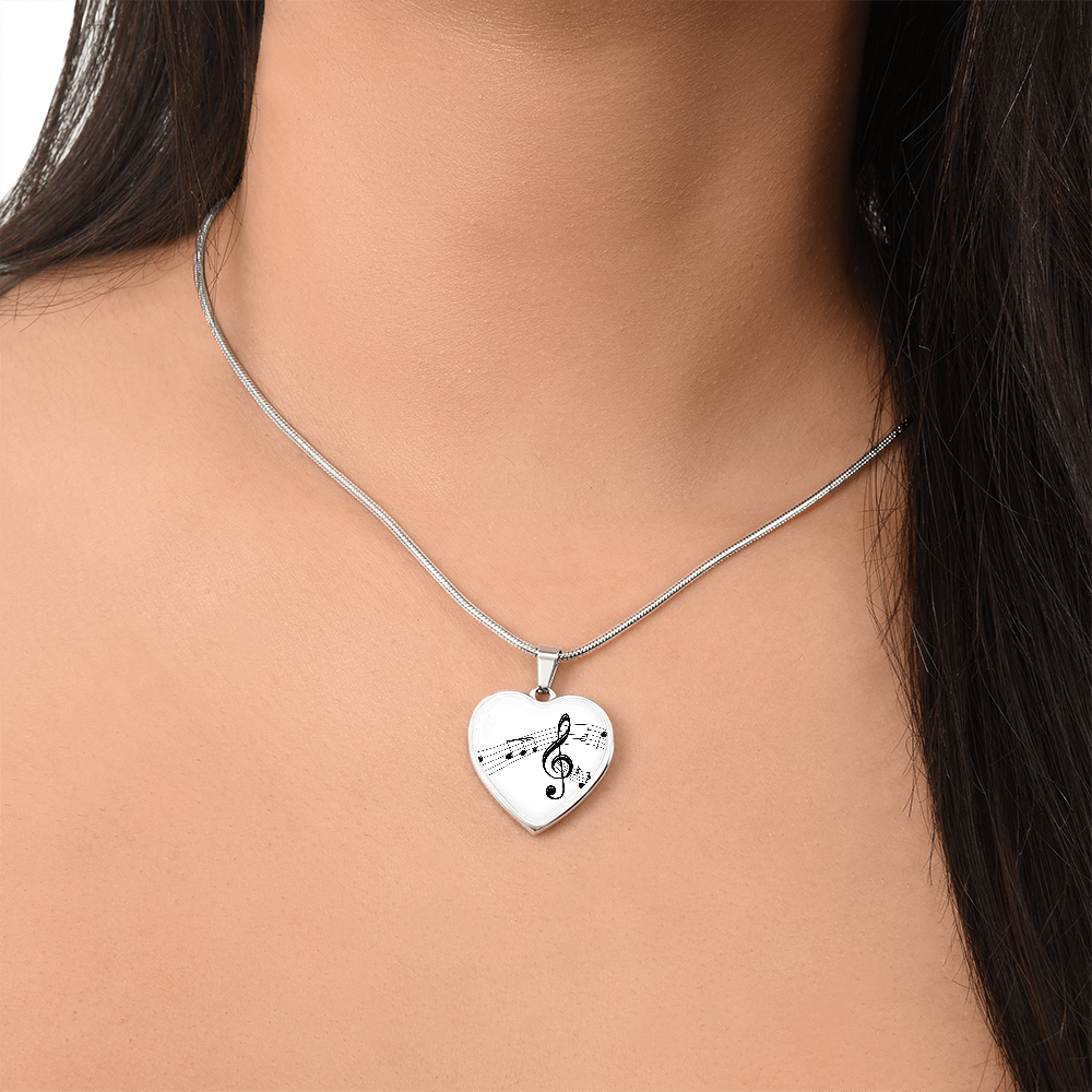 The Music Notes Pendant - Personalizable With Engraving Option - White