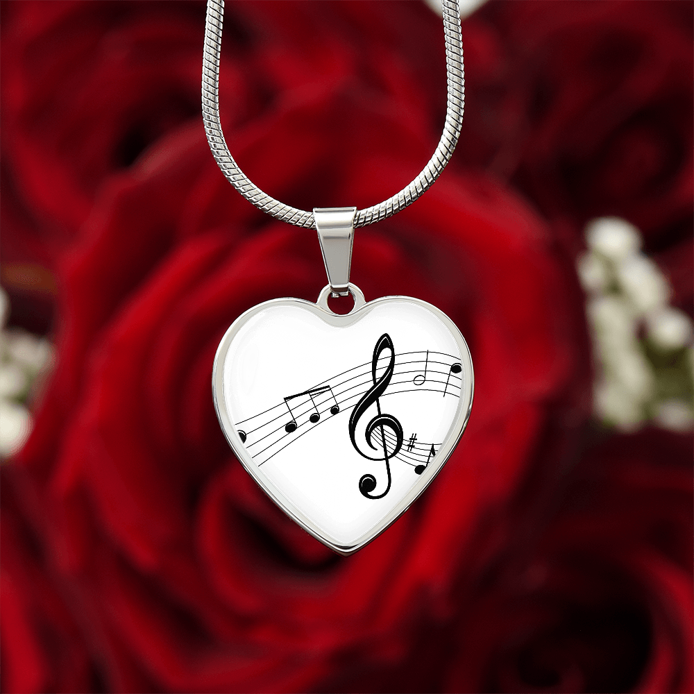 The Music Notes Pendant - Personalizable With Engraving Option - White