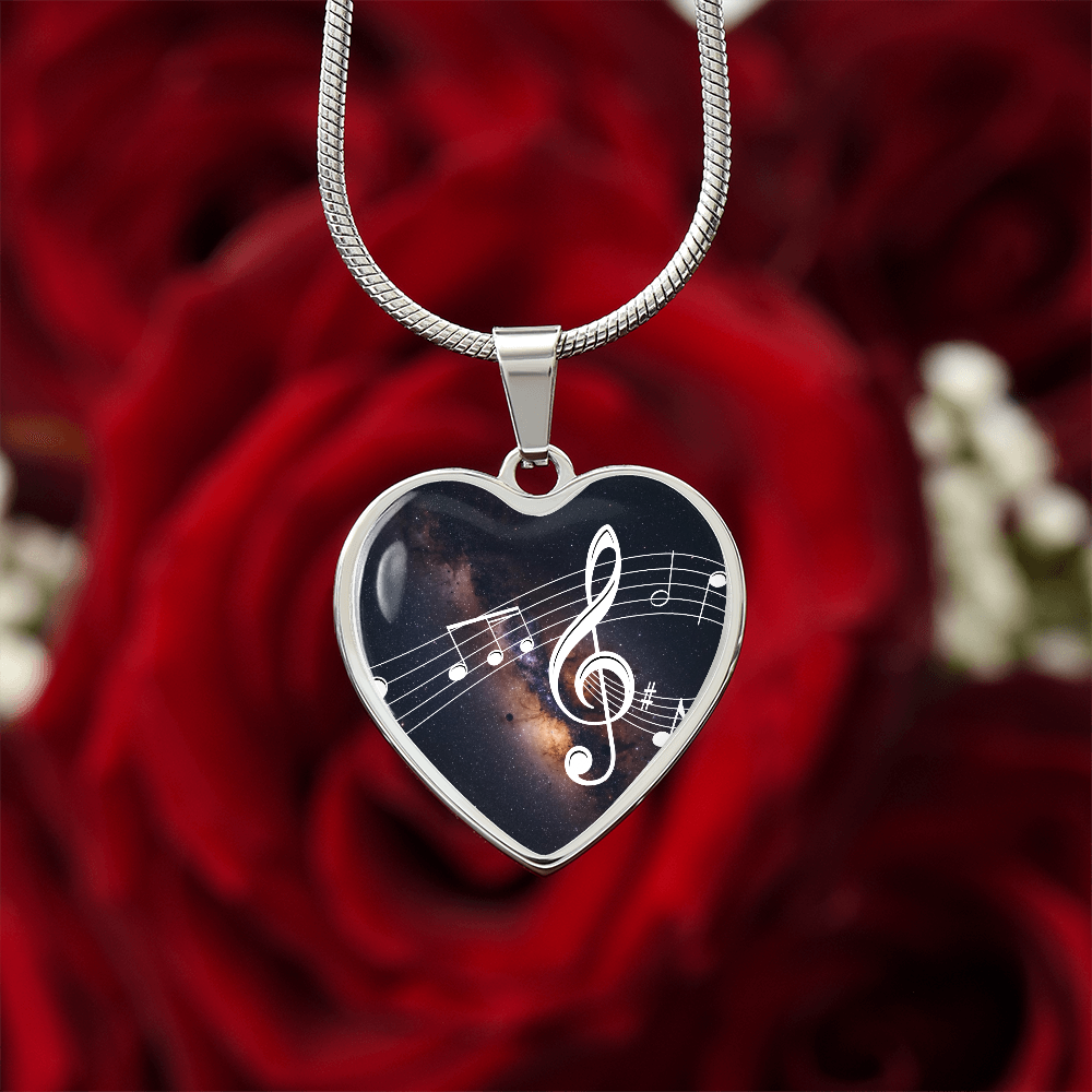 The Music Notes Pendant - Personalizable With Engraving Option - Dark Night Galaxy
