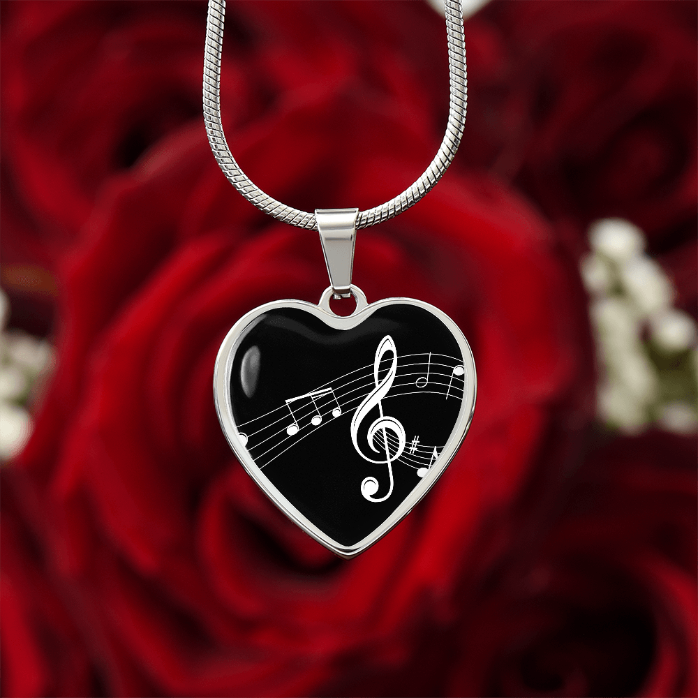 The Music Notes Pendant - Personalizable With Engraving Option - Black