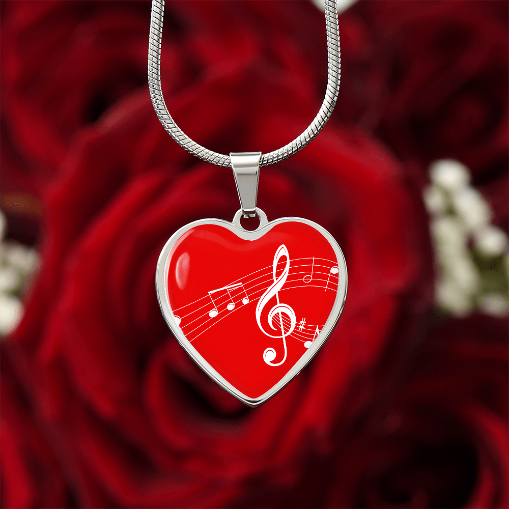 The Music Notes Pendant - Personalizable With Engraving Option - Red