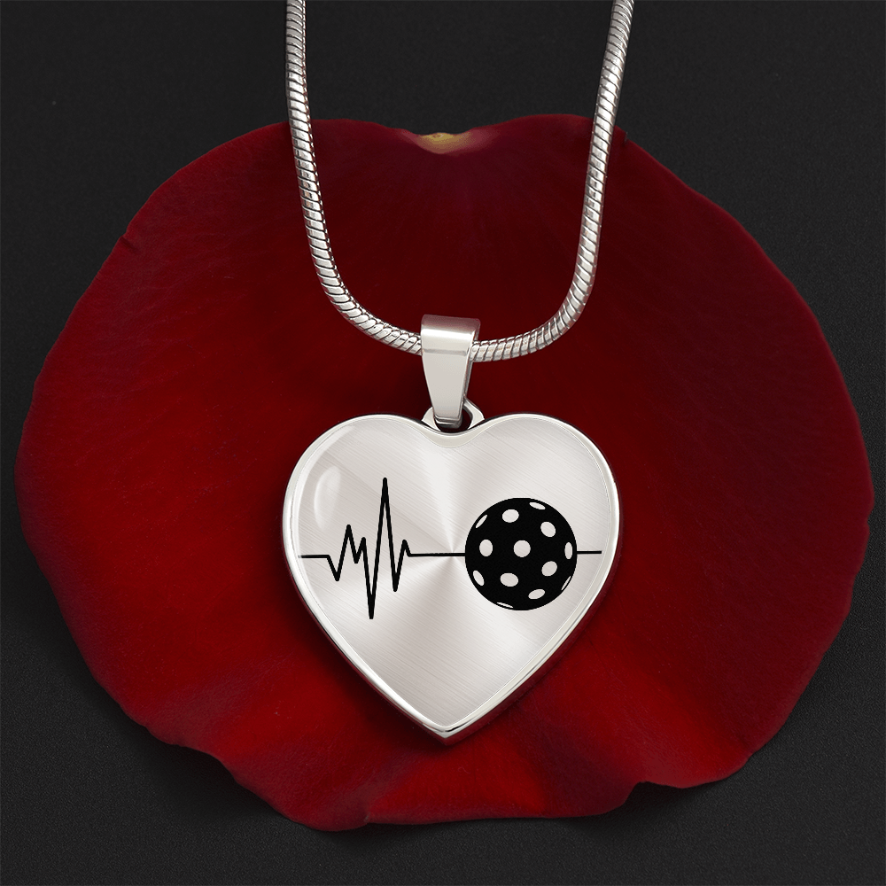 The Pickleball Heartbeat Pendant - Personalizable With Engraving Option - Silver or Gold