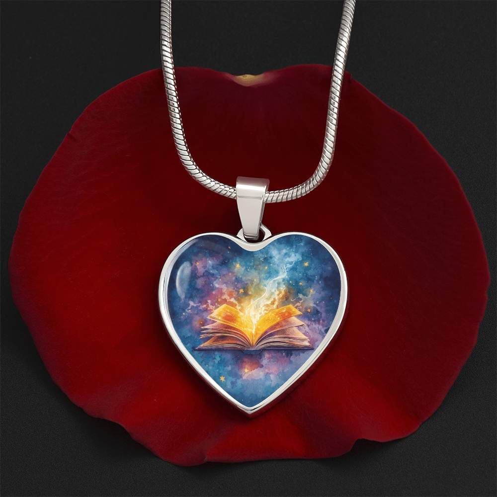 The Open Book Pendant - Personalizable With Engraving Option - Watercolor Night Sky
