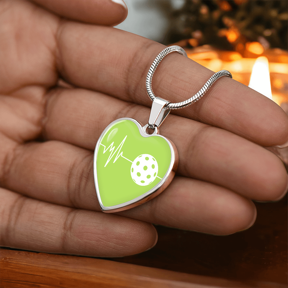The Pickleball Heartbeat Pendant - Personalizable With Engraving Option - Green