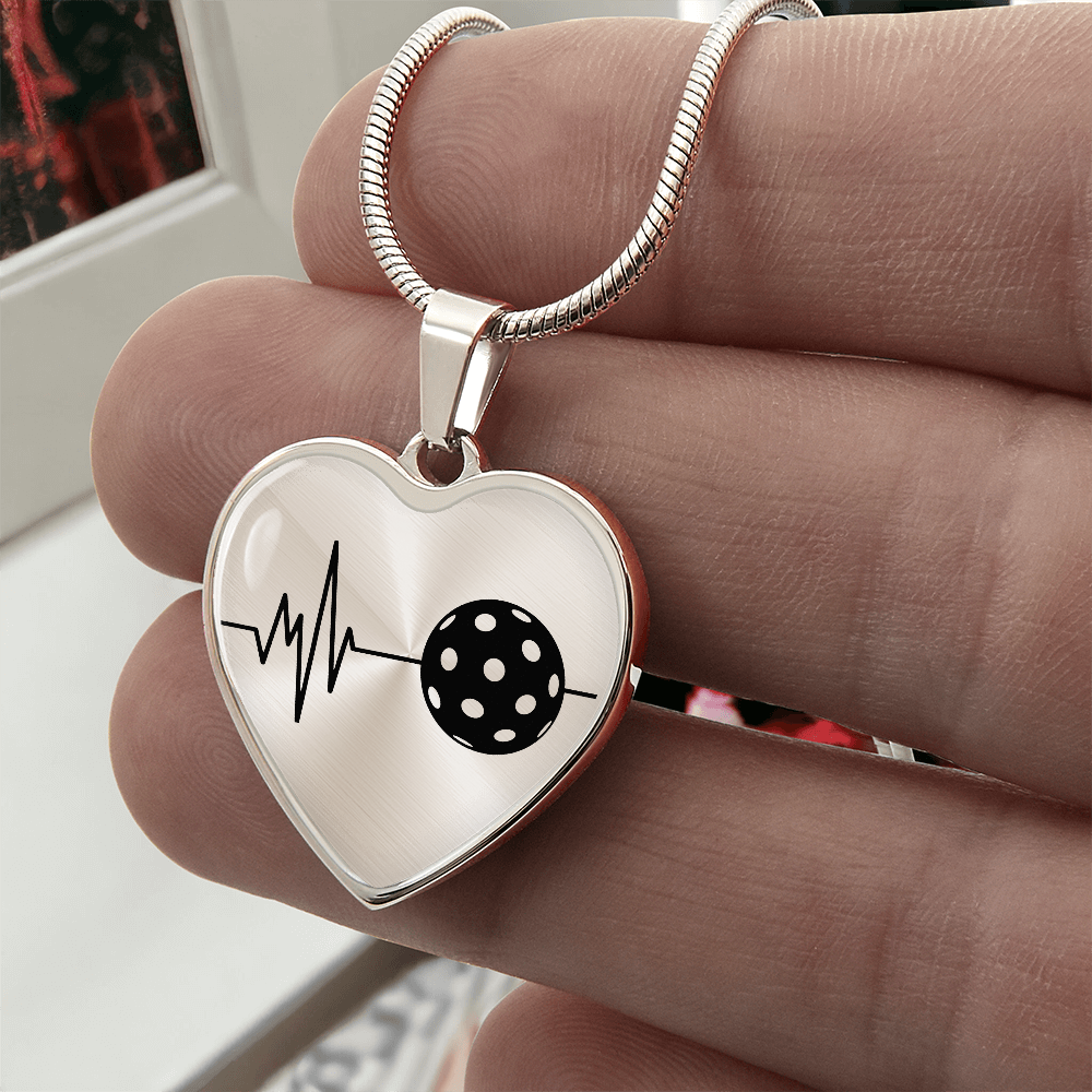 The Pickleball Heartbeat Pendant - Personalizable With Engraving Option - Silver or Gold