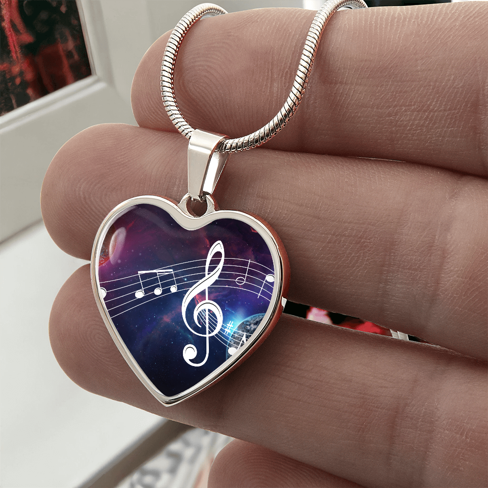 The Music Notes Pendant - Personalizable With Engraving Option - Celestial Night Sky