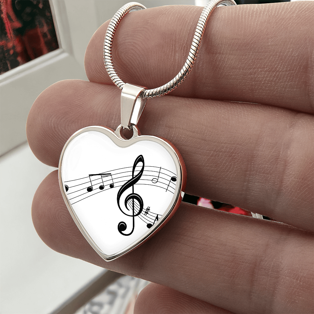 The Music Notes Pendant - Personalizable With Engraving Option - White