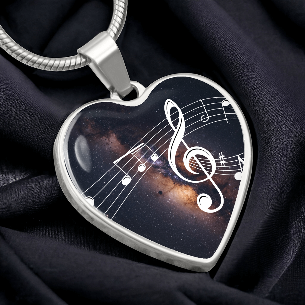 The Music Notes Pendant - Personalizable With Engraving Option - Dark Night Galaxy