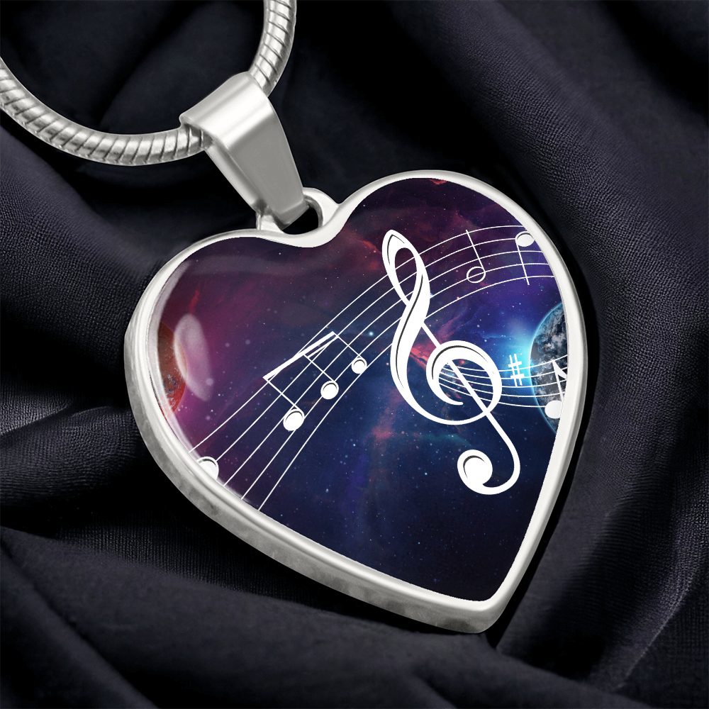 The Music Notes Pendant - Personalizable With Engraving Option - Celestial Night Sky