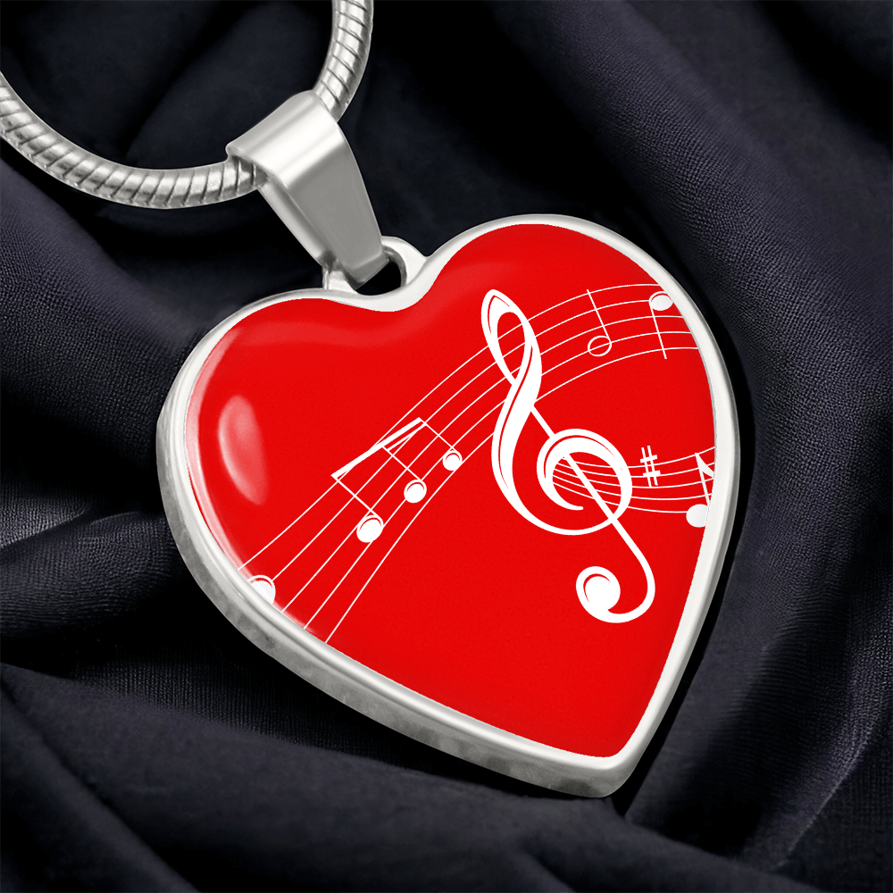 The Music Notes Pendant - Personalizable With Engraving Option - Red