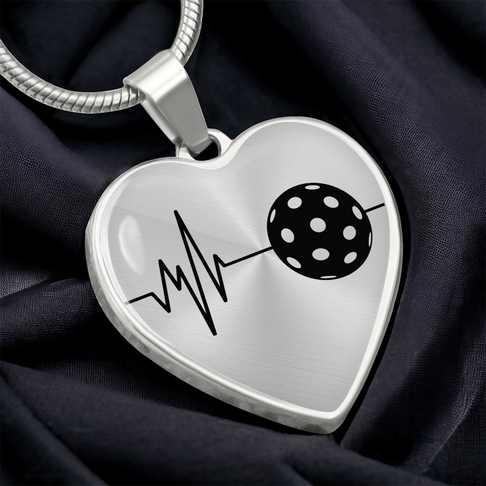 The Pickleball Heartbeat Pendant - Personalizable With Engraving Option - Silver or Gold