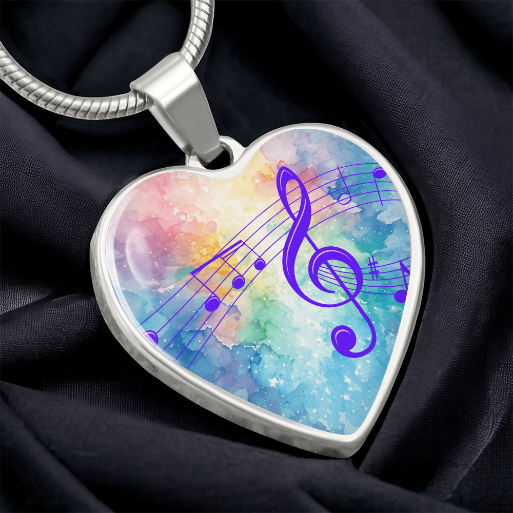 The Music Notes Pendant - Personalizable With Engraving Option - Rainbow Pastel