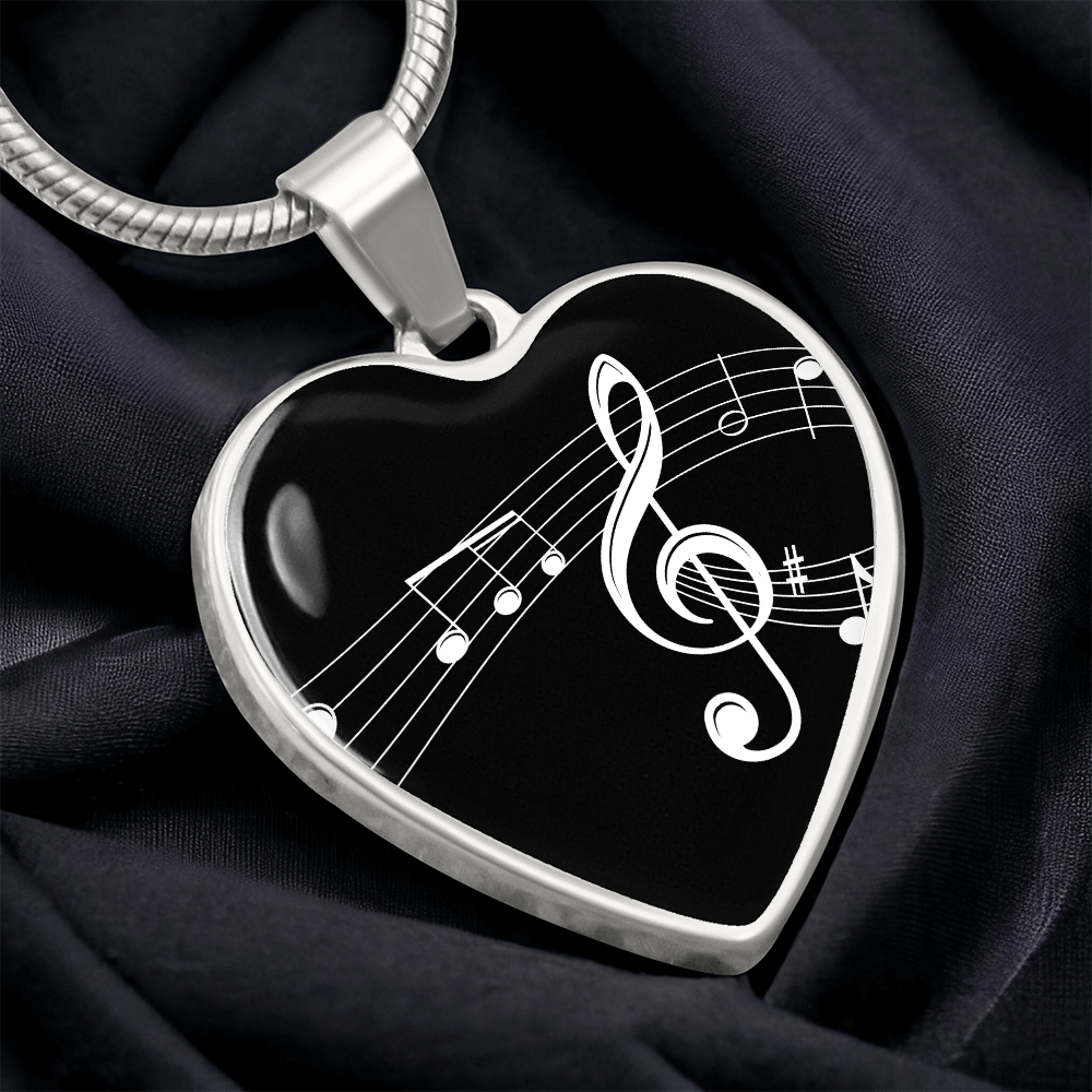 The Music Notes Pendant - Personalizable With Engraving Option - Black