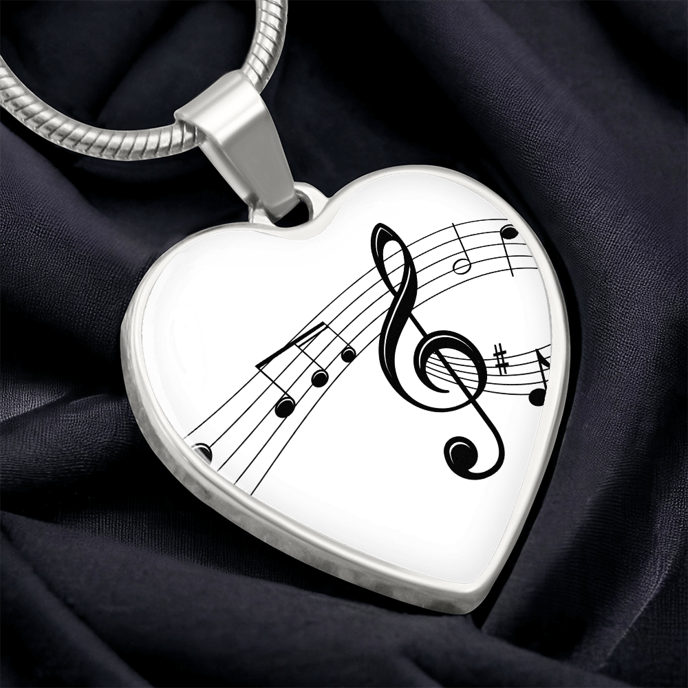 The Music Notes Pendant - Personalizable With Engraving Option - White