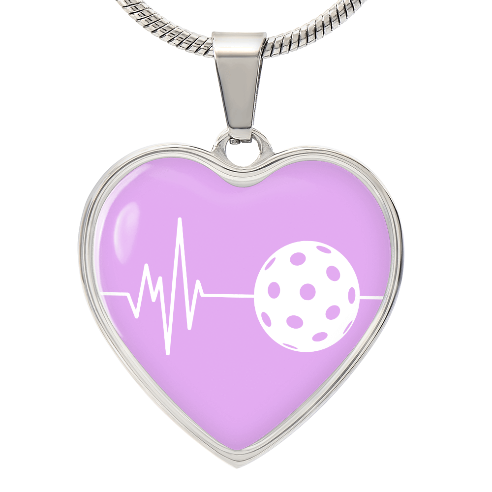The Pickleball Heartbeat Pendant - Personalizable With Engraving Option - Purple