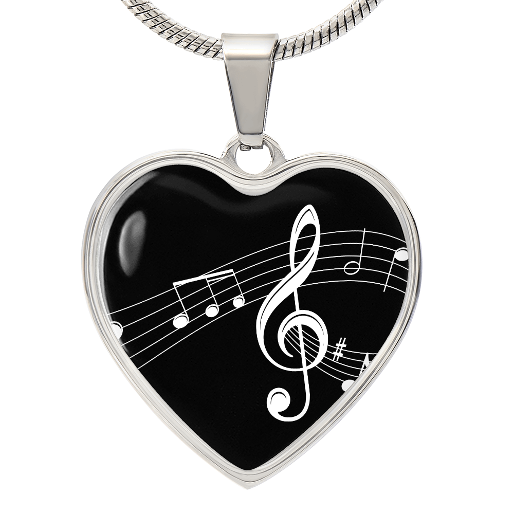 The Music Notes Pendant - Personalizable With Engraving Option - Black
