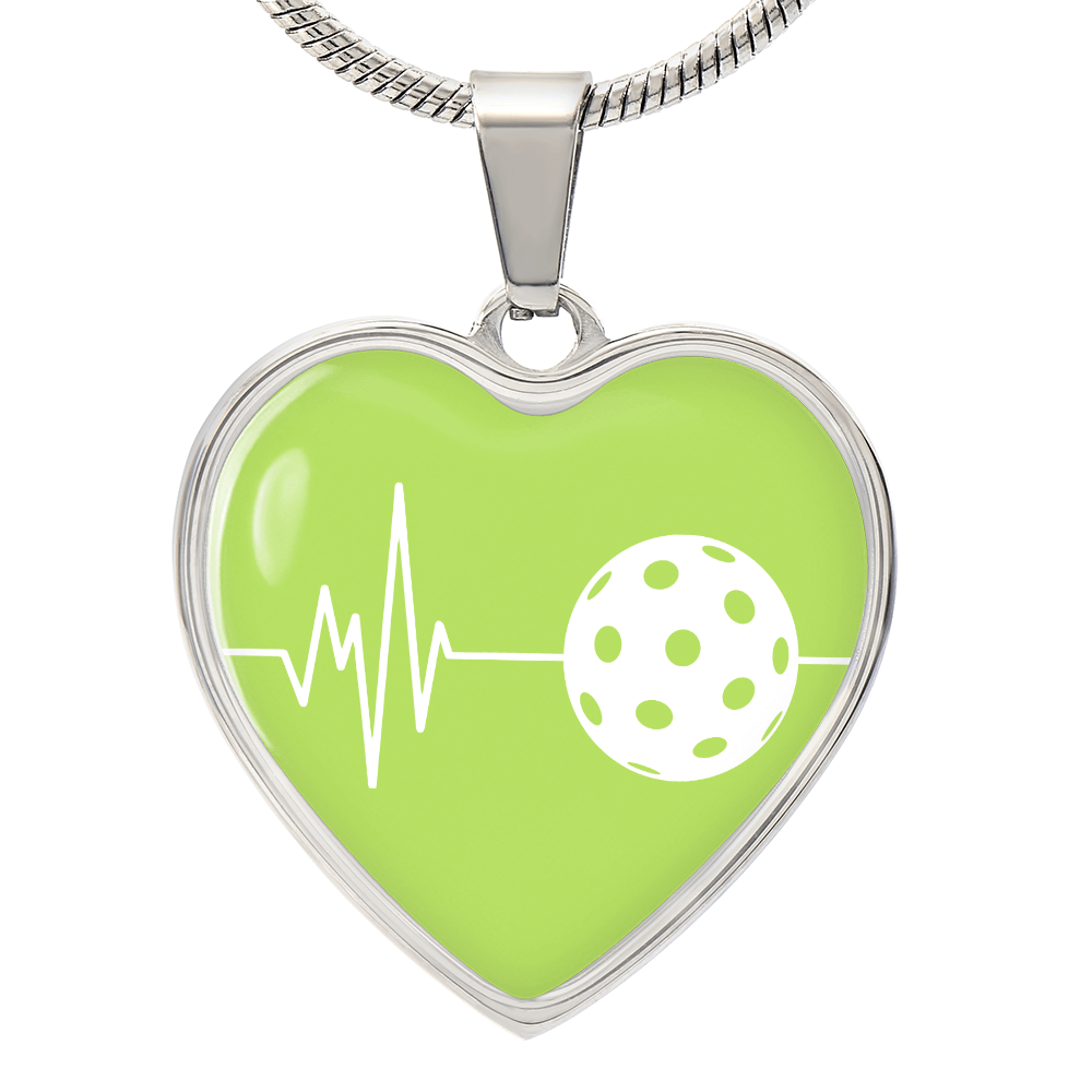 The Pickleball Heartbeat Pendant - Personalizable With Engraving Option - Green