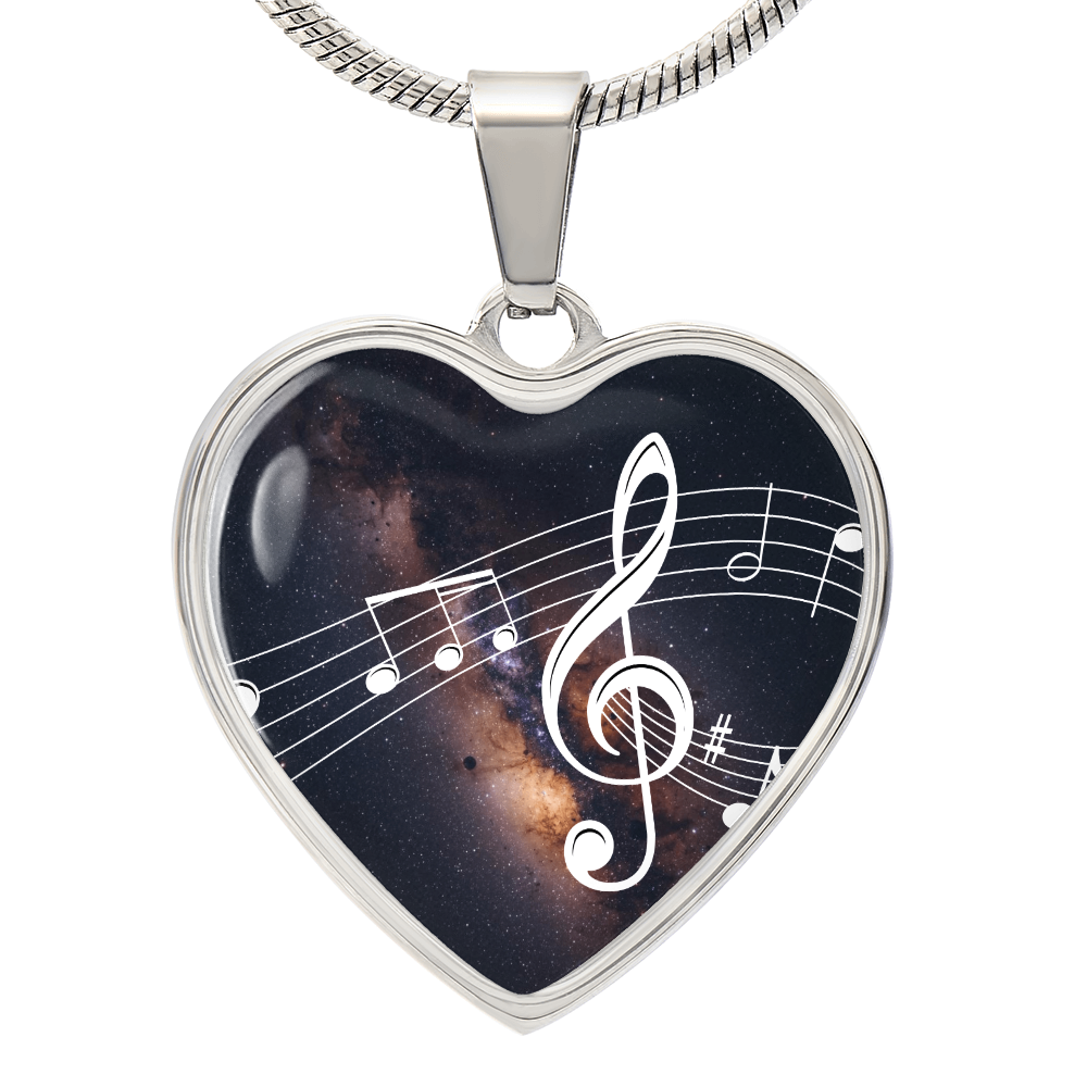 The Music Notes Pendant - Personalizable With Engraving Option - Dark Night Galaxy