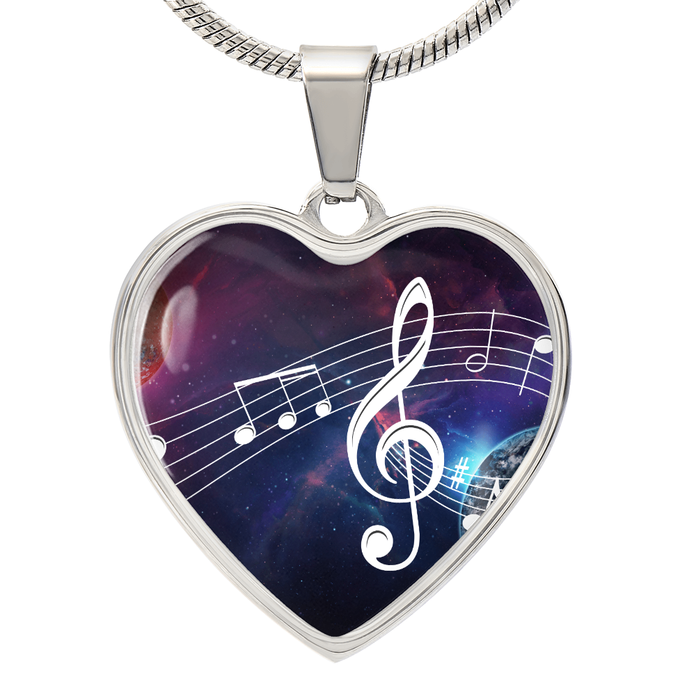 The Music Notes Pendant - Personalizable With Engraving Option - Celestial Night Sky