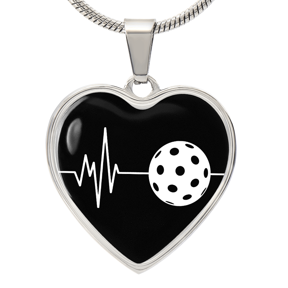 The Pickleball Heartbeat Pendant - Personalizable With Engraving Option - Black