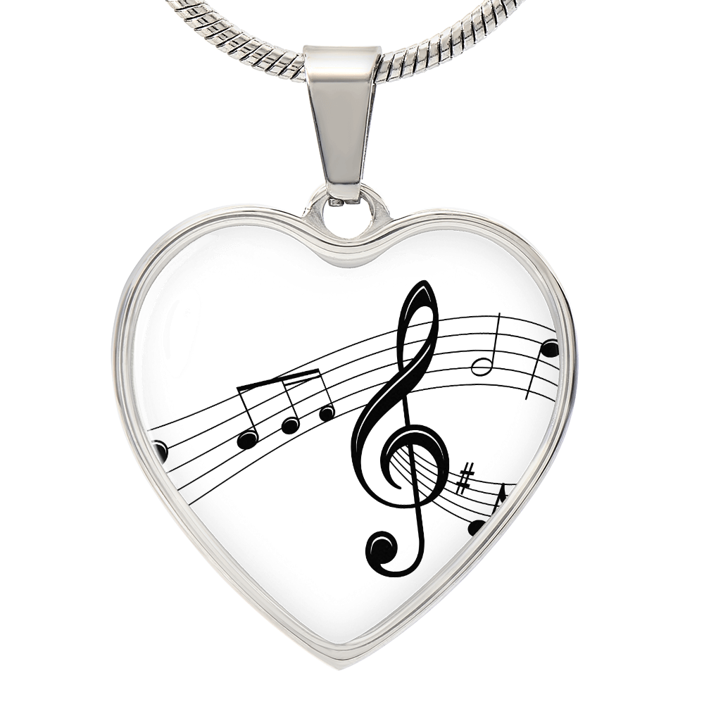 The Music Notes Pendant - Personalizable With Engraving Option - White