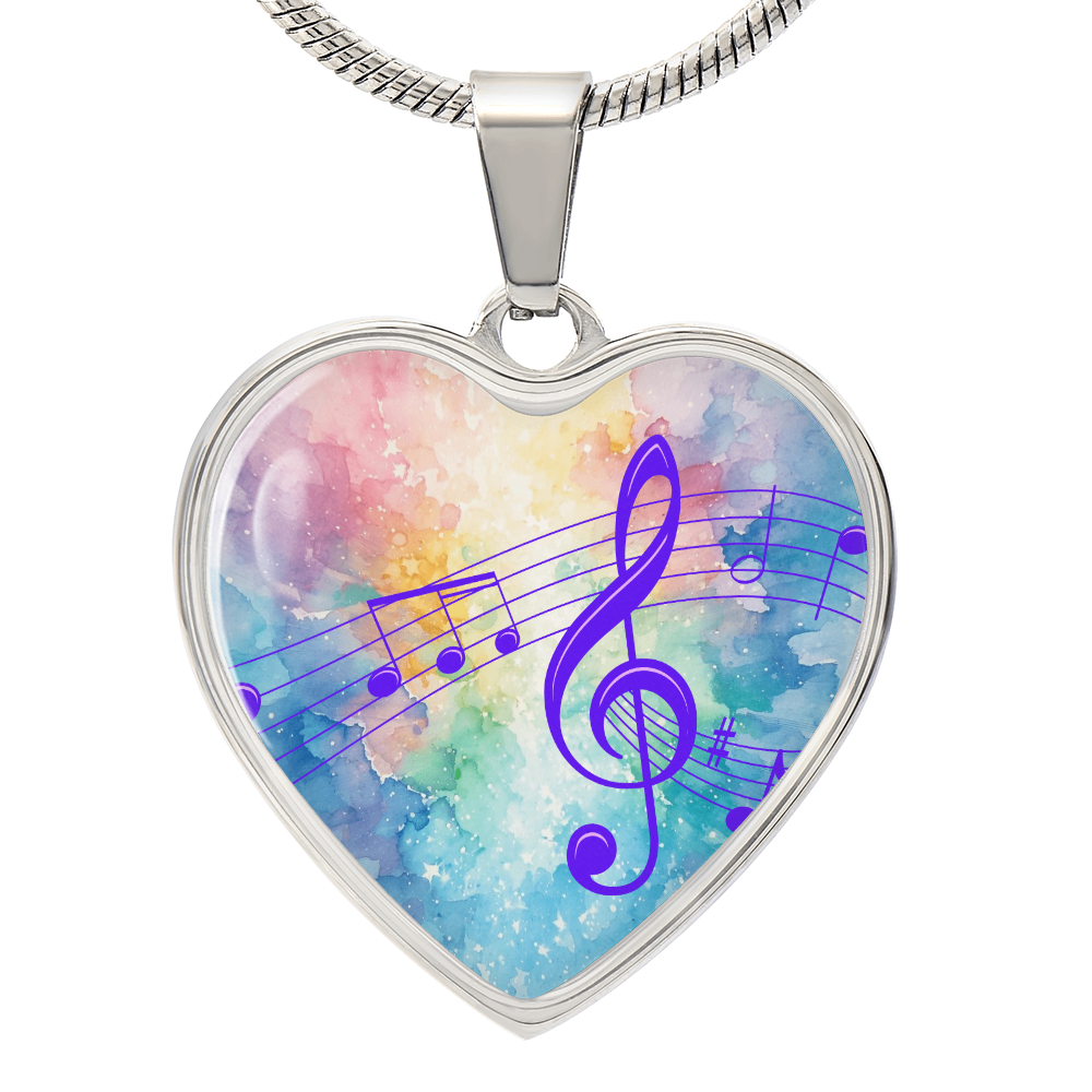 The Music Notes Pendant - Personalizable With Engraving Option - Rainbow Pastel