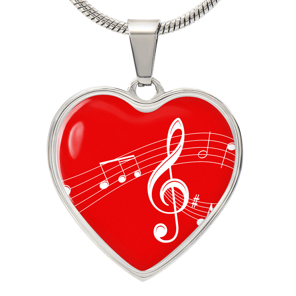 The Music Notes Pendant - Personalizable With Engraving Option - Red