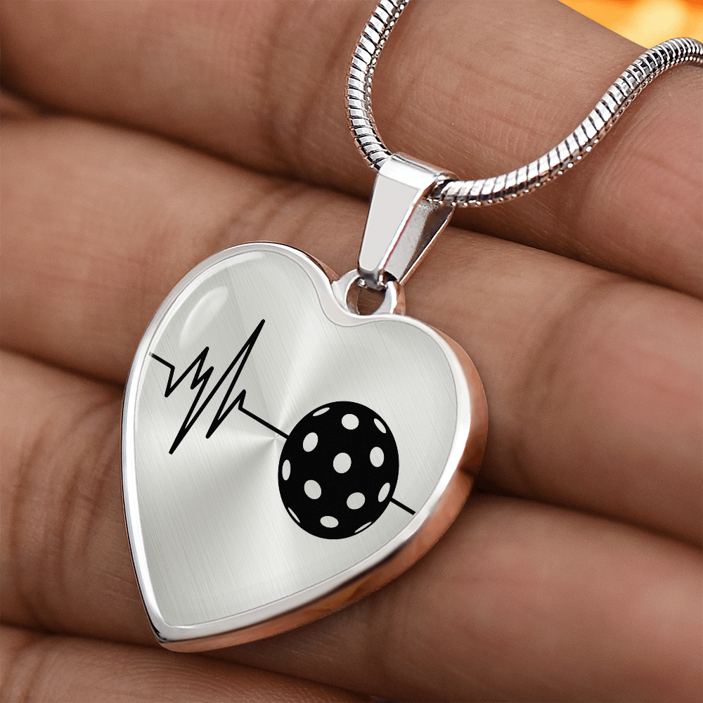 The Pickleball Heartbeat Pendant - Personalizable With Engraving Option - Silver or Gold