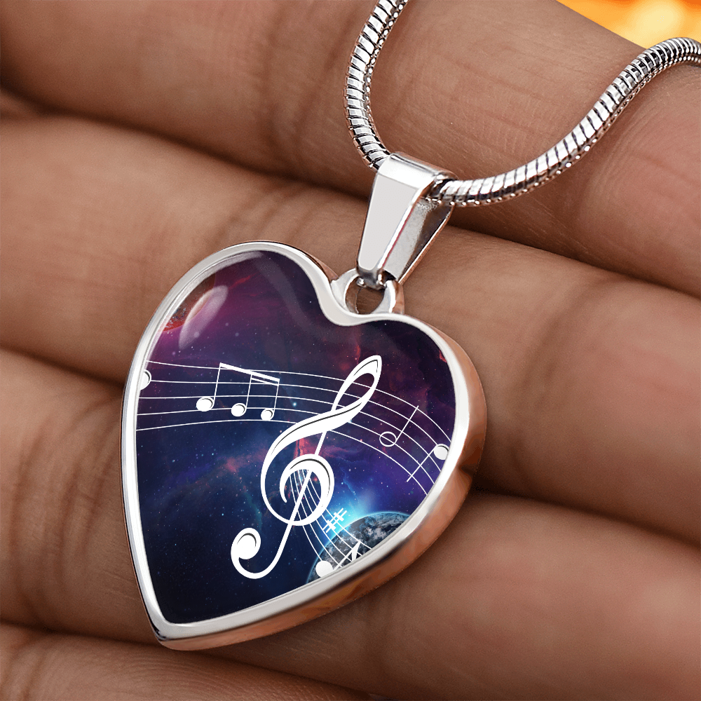 The Music Notes Pendant - Personalizable With Engraving Option - Celestial Night Sky