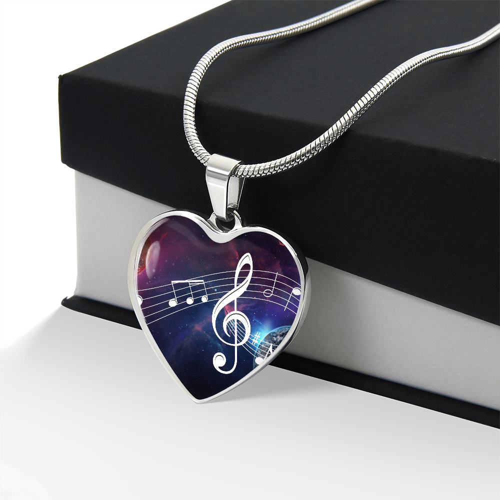 The Music Notes Pendant - Personalizable With Engraving Option - Celestial Night Sky