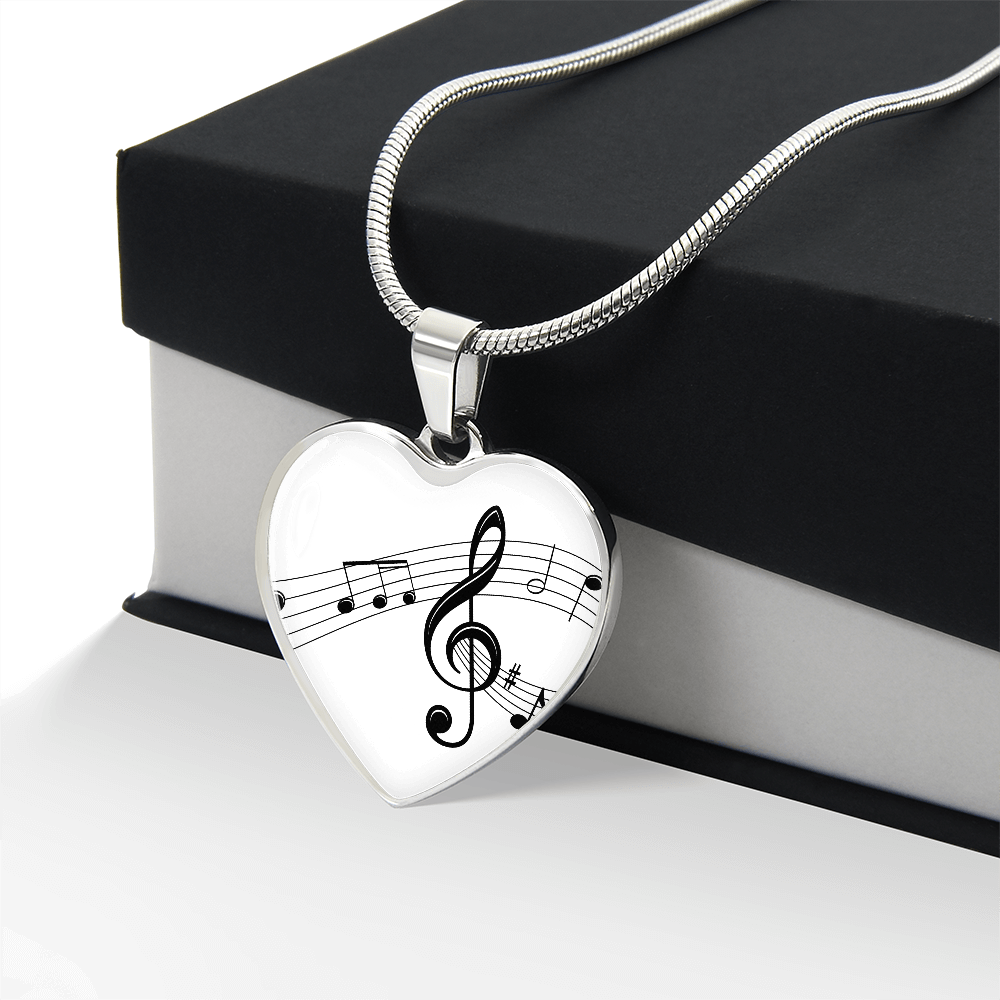 The Music Notes Pendant - Personalizable With Engraving Option - White