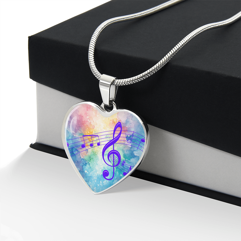 The Music Notes Pendant - Personalizable With Engraving Option - Rainbow Pastel