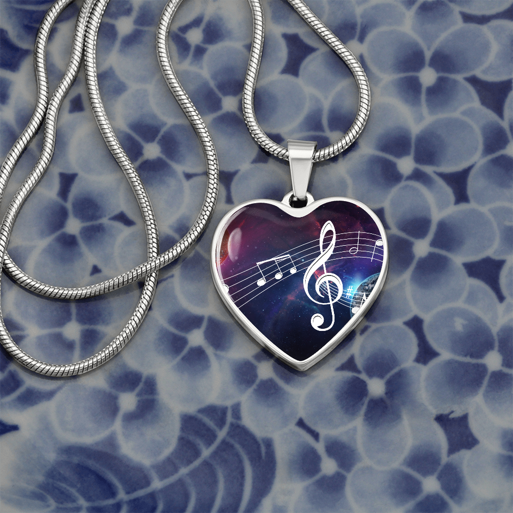The Music Notes Pendant - Personalizable With Engraving Option - Celestial Night Sky