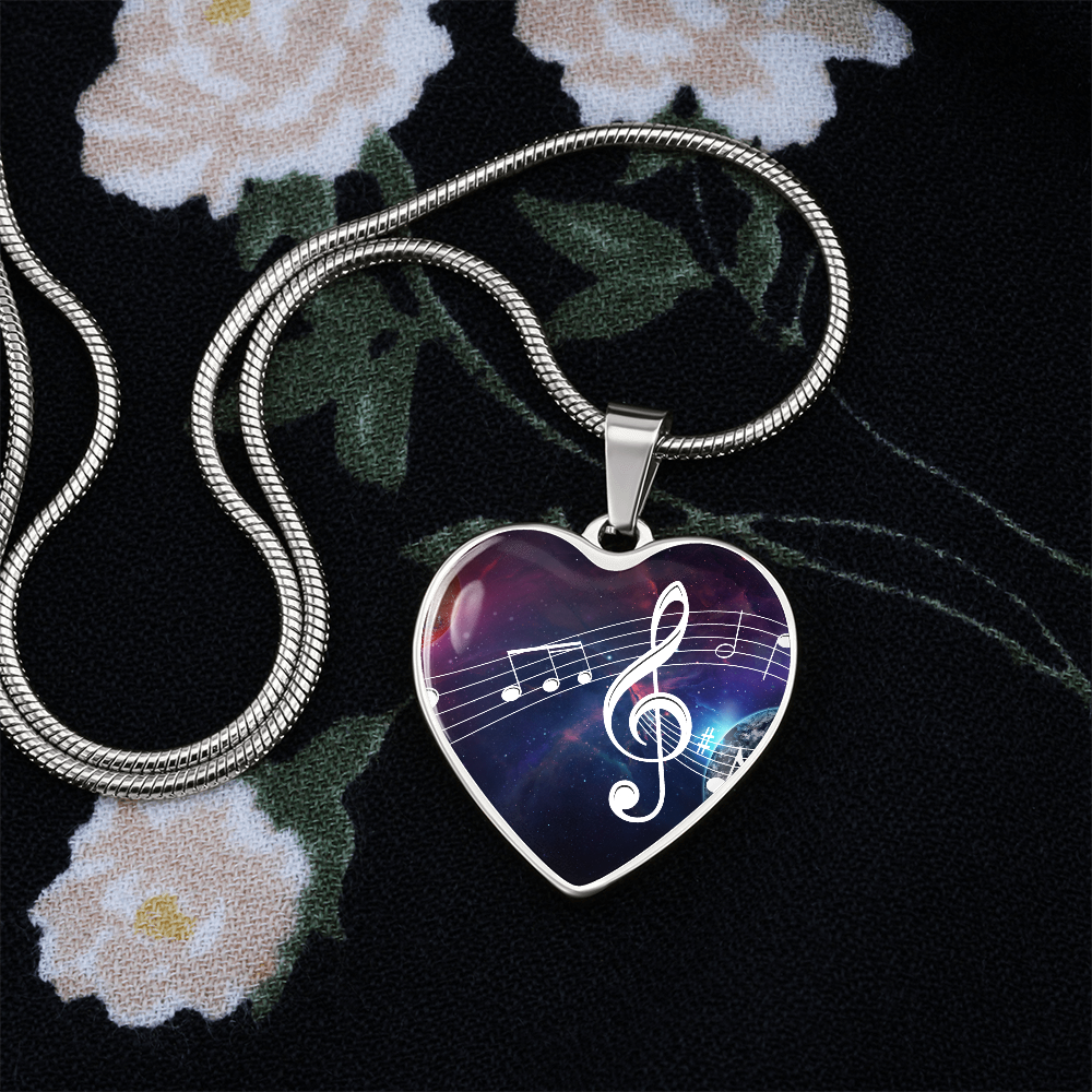 The Music Notes Pendant - Personalizable With Engraving Option - Celestial Night Sky