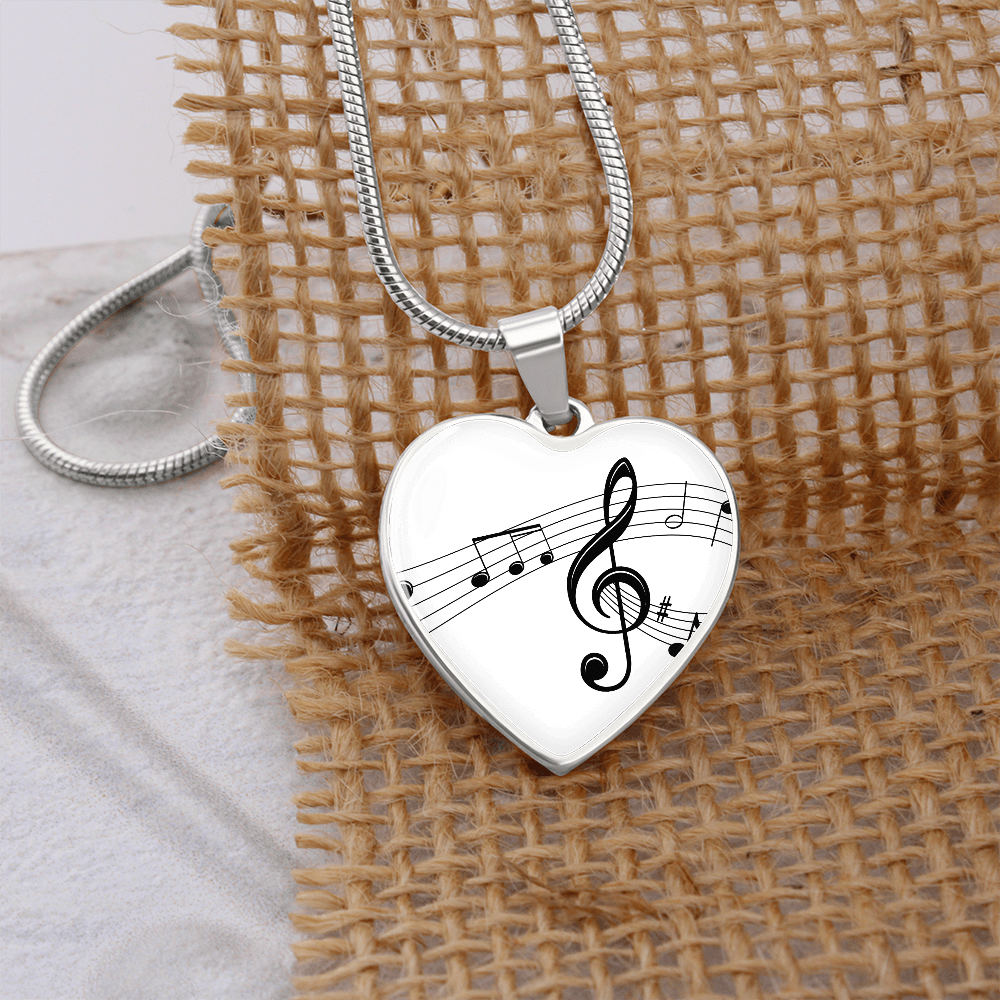 The Music Notes Pendant - Personalizable With Engraving Option - White