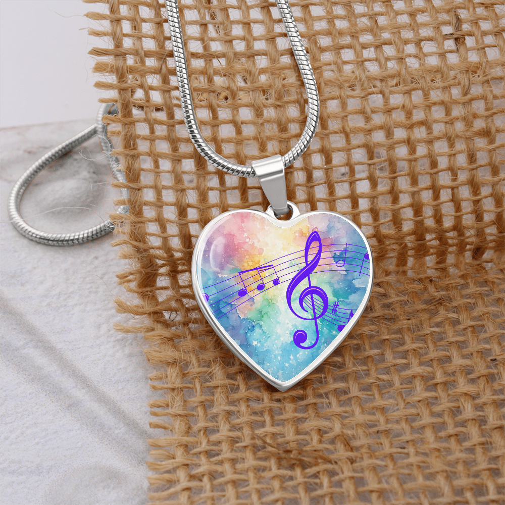 The Music Notes Pendant - Personalizable With Engraving Option - Rainbow Pastel